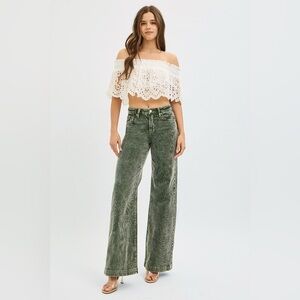 RISEN High Rise Wide Leg Corduroy Jeans